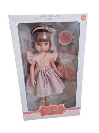 Papusa Little Milly cu bentita, rochie, un set de pijamale si incaltari detasabile, 33 cm [4]