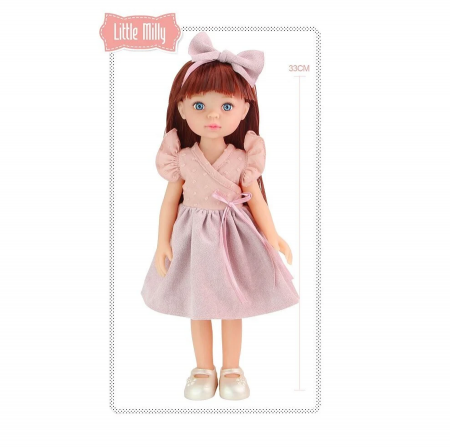Papusi/Plus/Figurine - Papusa Little Milly cu bentita, rochie, un set de pijamale si incaltari detasabile, 33 cm