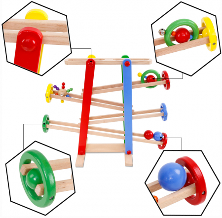 Pista cu bile din lemn Circuit cu 4 etaje Montessori [10]