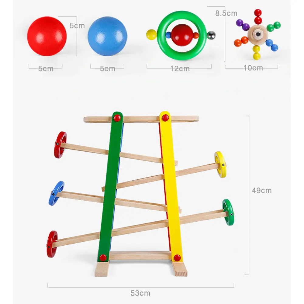 Pista cu bile din lemn Circuit cu 4 etaje Montessori [3]