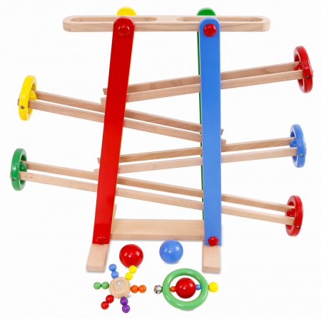 Pista cu bile din lemn Circuit cu 4 etaje Montessori [9]