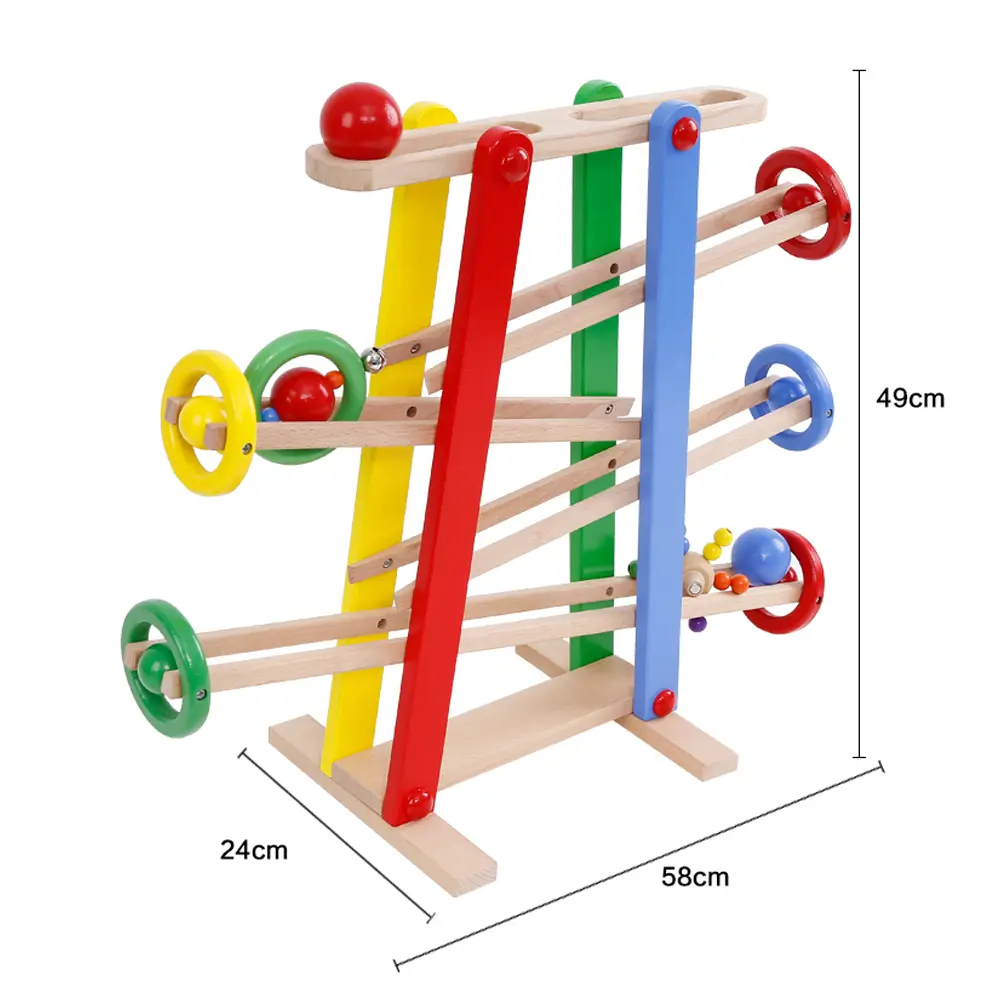 Pista cu bile din lemn Circuit cu 4 etaje Montessori [0]