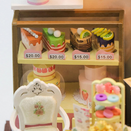 Puzzle 3D, Casa de papusi in miniatura DIY, Sweet Cake Station, 15.8x10x10cm [1]