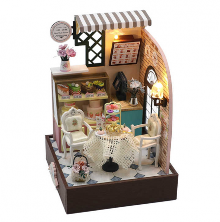 Puzzle 3D, Casa de papusi in miniatura DIY, Sweet Cake Station, 15.8x10x10cm [5]