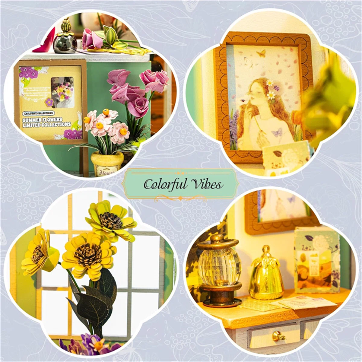 Puzzle 3D, Casa de papusi in miniatura DIY, Alice Garden cu LED si NFC, 16 x 14,5 x 16,5 cm [5]