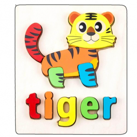 Puzzle din lemn 3D Montessori cu animale,vehicule si litere [1]