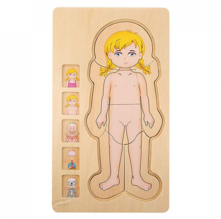 Puzzle din lemn in 5 straturi, anatomie a corpului uman, Fata, 29x16.5x2cm [2]