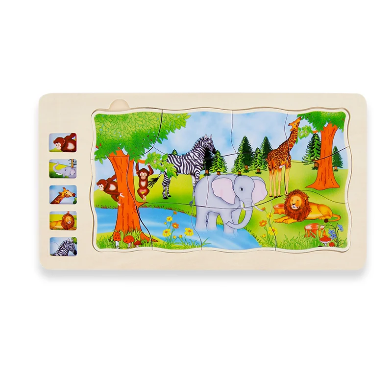 Puzzle incastru din lemn in cinci straturi, Viata la Ferma, 41 Piese, 28 cm x 15 cm x 2 cm [1]
