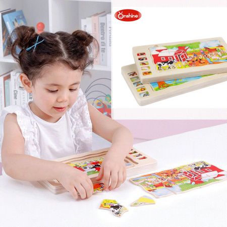 Puzzle incastru din lemn in cinci straturi, Viata la Ferma, 41 Piese, 28 cm x 15 cm x 2 cm [4]
