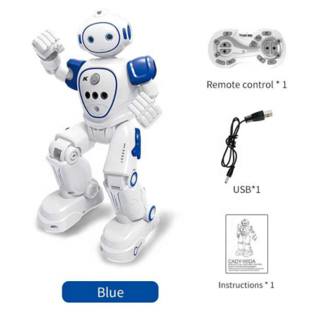 Robot Inteligent cu telecomanda, incarcare USB, acumulator inclus, 26.5x8x16 cm,  Alb Albastru, + 8 Ani [0]