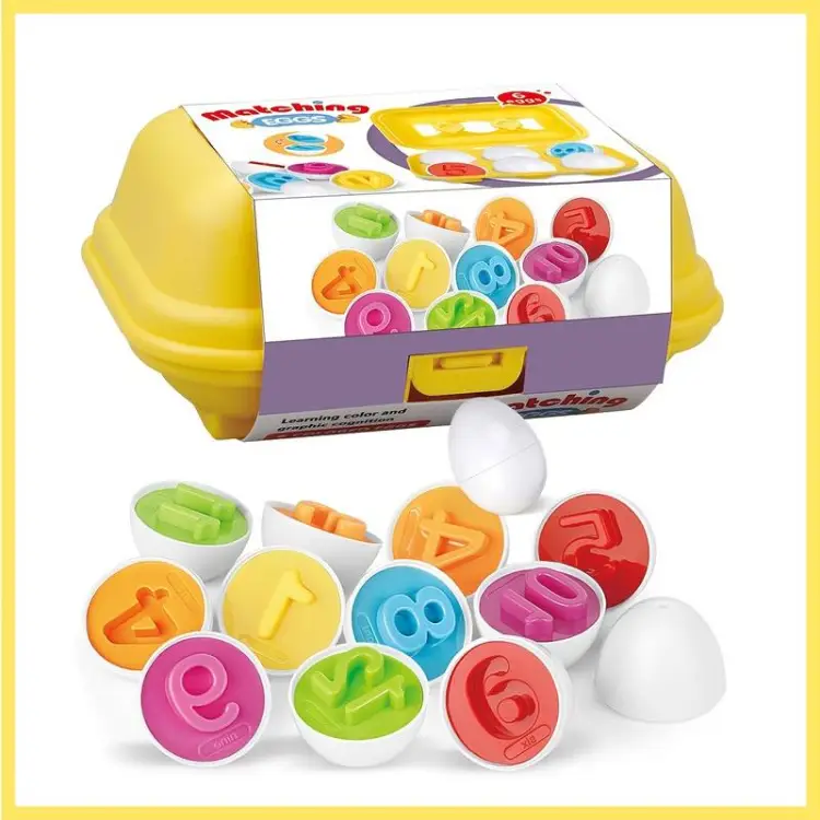 Joc de rol - Set 6 oua sortare si asociere a formelor si culorilor, 16x11.5x7 cm