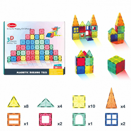 Set piese magnetice 3D Magnetic Building Tiles, 32 piese [0]