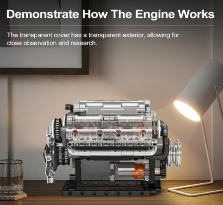 Motor Clasic V8,  Kit STEM cu Design si Funcții Reale, 552 piese, functie baterii, Ideal pentru adulti si  Copii + 14 ani [3]
