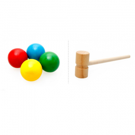 Set de joaca interactiv cu bile Anself, Lemn, Multicolor [3]