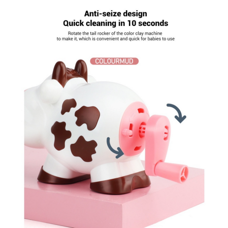 Set jucarii interactive 2 in 1, masina de paste si inghetata, design vaca, 8 culori de aluat non-toxic, accesorii incluse [2]