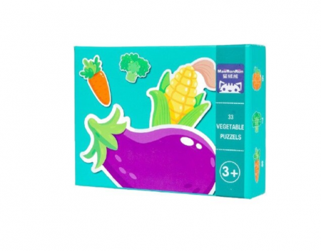 Puzzle Trefl - Set puzzle de jucarie, 8 Legume din lemn, 33 de piese, 20 x 15 cm