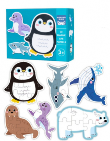 JUCARII - Set Puzzle  din carton cu 6 Animale marine