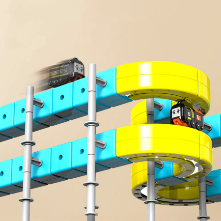 Set Tren Magnetic 3D cu 150 Piese, Traseu cu Pante, Buclă, Poduri și Cuburi Colorate, Jucarie Educativa, 3-8 ani [5]