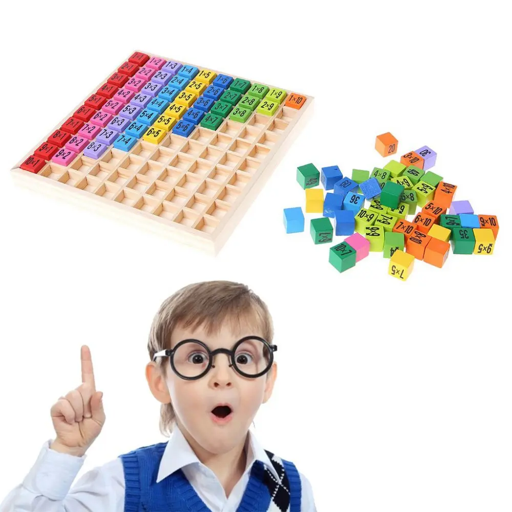 Jucarii din lemn - Tabla inmultirii colorata din lemn 100pcs Joc educativ