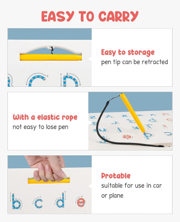 Tabla magnetica 2 în 1 pentru trasarea alfabetului, litere mari si mici, set educativ, 32x25,5 cm [7]