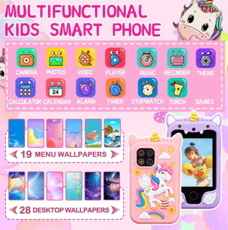 Telefon inteligent de jucarie cu ecran tactil pentru copii, muzica, camera, jocuri și functii educationale, 3 + ani [7]