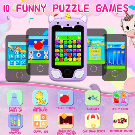 Telefon inteligent de jucarie cu ecran tactil pentru copii, muzica, camera, jocuri și functii educationale, 3 + ani [6]