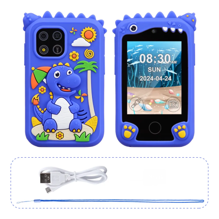 Telefon inteligent de jucarie cu ecran tactil pentru copii, muzica, camera, jocuri și functii educationale, 3 + ani [10]