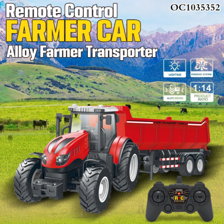 Tractor cu Remorcă si Telecomanda, Tractor cu Lumini, jucarie Interactiva pentru Micii Fermieri 1:14, 3ani+ [5]