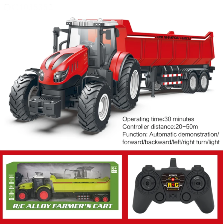 Tractor cu Remorcă si Telecomanda, Tractor cu Lumini, jucarie Interactiva pentru Micii Fermieri 1:14, 3ani+ [3]