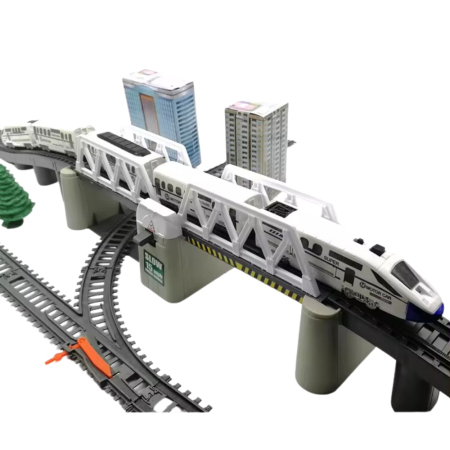 Trenulet electric 86 piese, sine, vagoane de pasageri si alte accesorii incluse, efecte luminoase, 170x98,5x11cm [2]