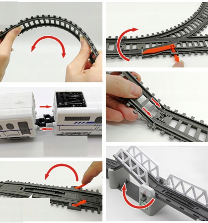 Trenulet electric 86 piese, sine, vagoane de pasageri si alte accesorii incluse, efecte luminoase, 170x98,5x11cm [7]