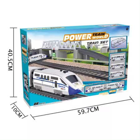 Trenulet electric 86 piese, sine, vagoane de pasageri si alte accesorii incluse, efecte luminoase, 170x98,5x11cm [4]