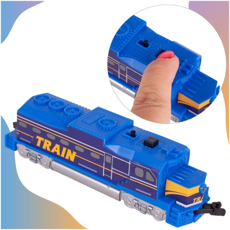 Trenulet electric Train World, 68 piese, sunete, lumini, 1 locomotiva, 4 vagoane, mina, semne feroviare, accesorii, 762 cm [6]