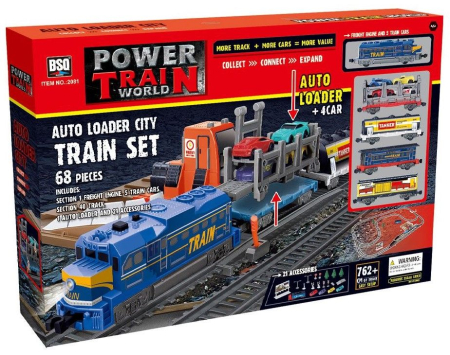 Trenulet electric Train World, 68 piese, sunete, lumini, 1 locomotiva, 4 vagoane, mina, semne feroviare, accesorii, 762 cm [8]