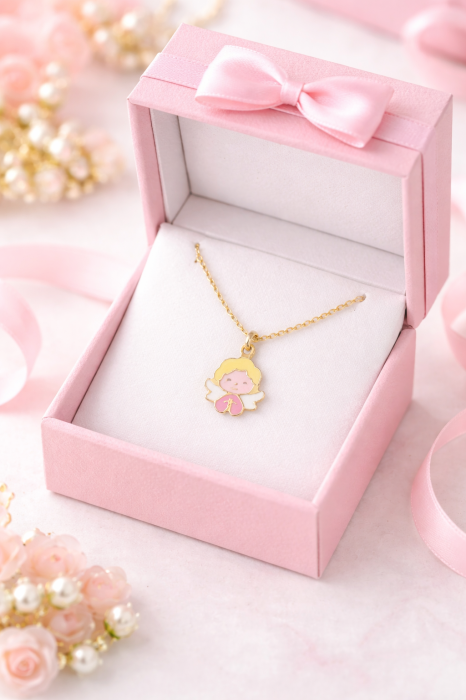 Colier copii din aur 14K – Îngeraș colorat [2]