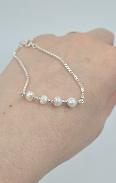 Brățară din argint 925 cu 4 perle de cultură – stil elegant casual [2]