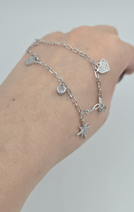 Brățară din argint 925 cu charm-uri și stea – model elegant modern [2]