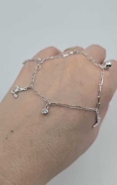 Brățară din Argint 925 cu Elemente Fluturas , Pietre Zirconia Transparente – 16 cm - 19 cm,  3.98 g [2]