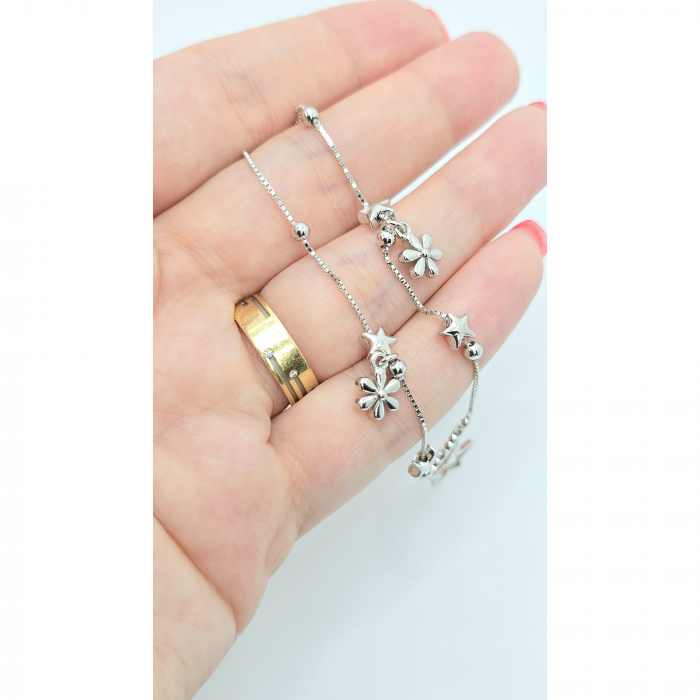 Brățară din Argint 925 cu Elemente Stele și Flori – 5,52 g [3]
