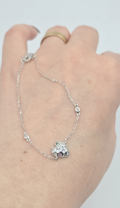 Brățară din argint 925 cu inimă și pietre multicolore – reglabilă [2]