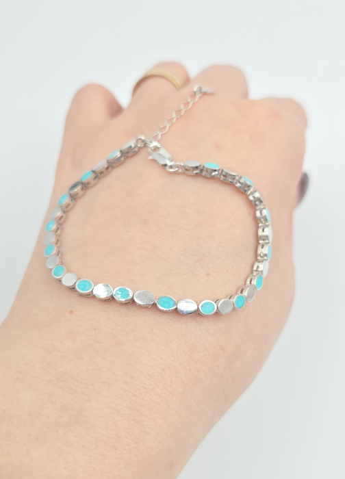 Brățară din argint 925 cu pietre turcoaz – model elegant modern [2]
