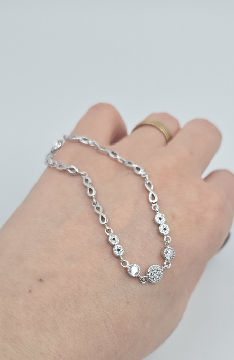 Brățară din argint 925 cu simbol infinit și pietre strălucitoare – reglabilă [2]