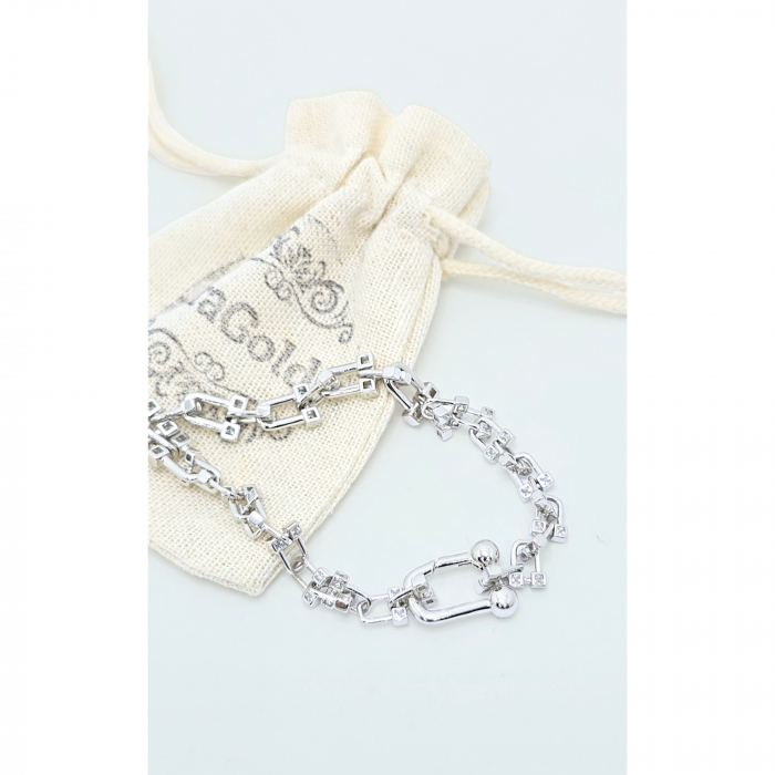 Brățară din Argint 925 cu Zale și Pietre Zirconia – 18 cm, 12,63 g [2]