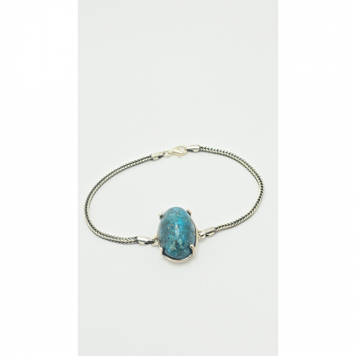 Brățară din Argint 925, Model Antichizat cu Piatră Semiprețioasă Blue Copper Turquoise – 12,78 g [3]