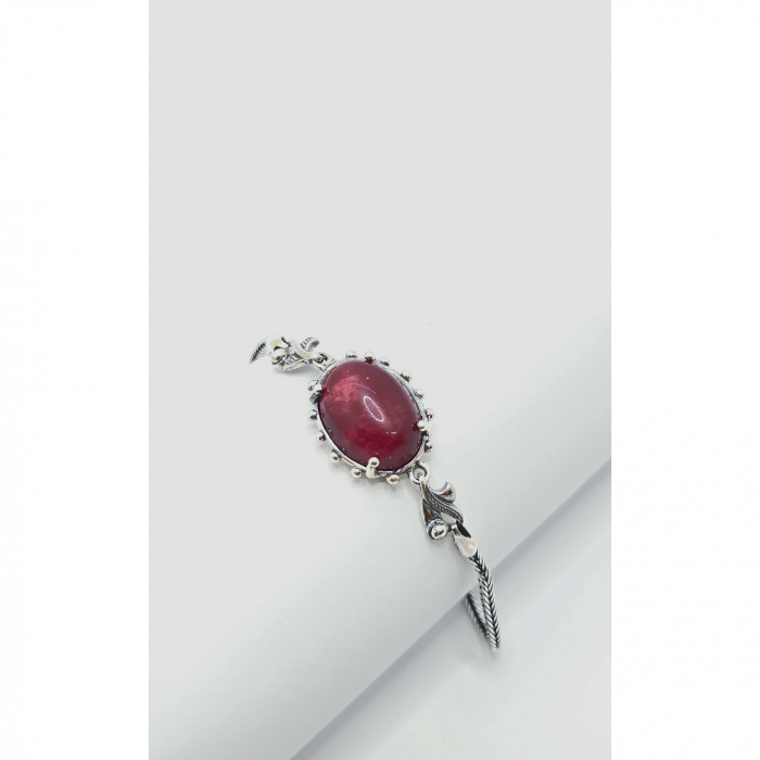 Brățară din Argint 925, Model Antichizat cu Piatră Semiprețioasă Natural Coral – 11,52 g [1]