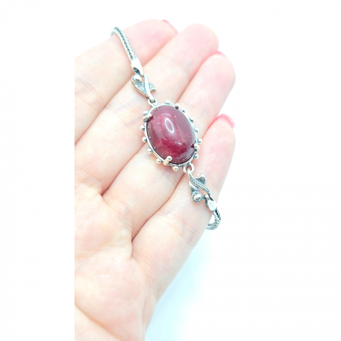 Brățară din Argint 925, Model Antichizat cu Piatră Semiprețioasă Natural Coral – 11,52 g [4]