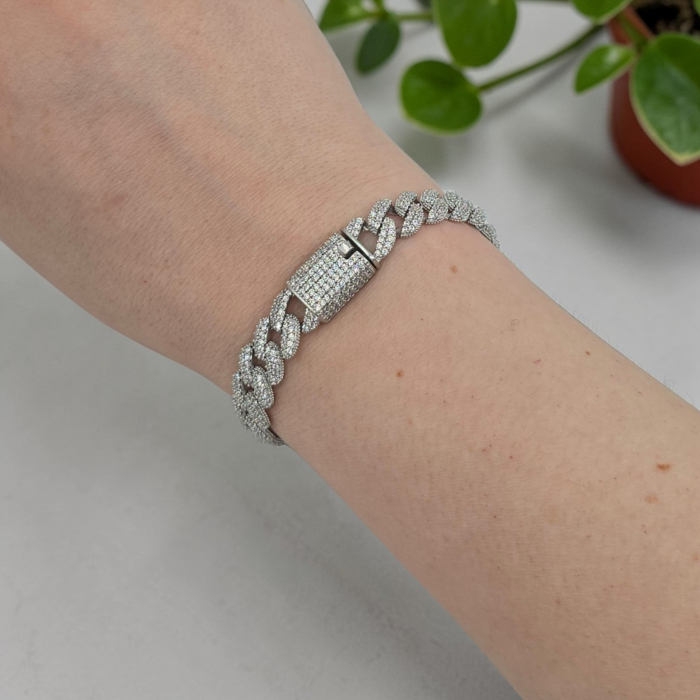 Brățară din argint 925 tip Cuban cu zirconii – model luxury [2]