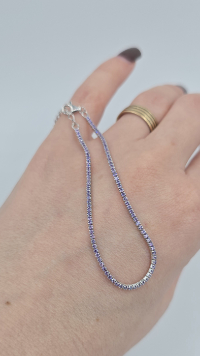 Brățară din argint 925 tip tennis cu pietre mov – reglabilă [2]