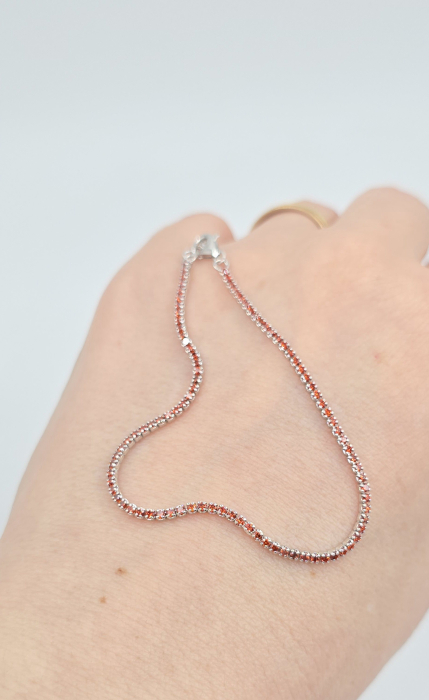 Brățară din argint 925 tip tennis cu pietre portocalii – reglabilă [3]