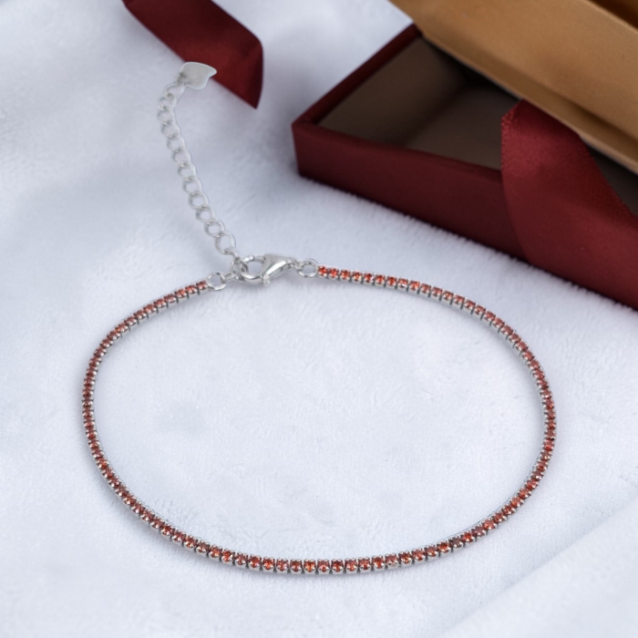 Brățară din argint 925 tip tennis cu pietre portocalii – reglabilă [2]